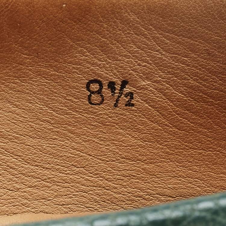 Pre Owned Tod's Green Leather Bow Loafers Size 42.5 