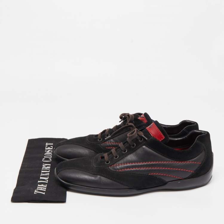 Pre Owned Tod's For Ferrari Black Suede And Leather Sneakers Size 45.5