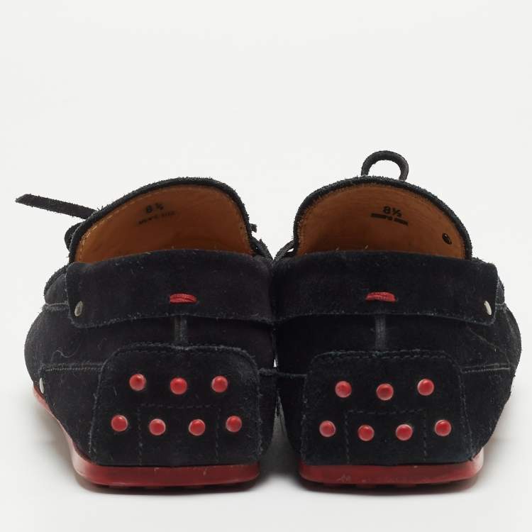 مملوكة مسبقًا Tod's For Ferrari Black Suede Bow Loafers Size 42.5