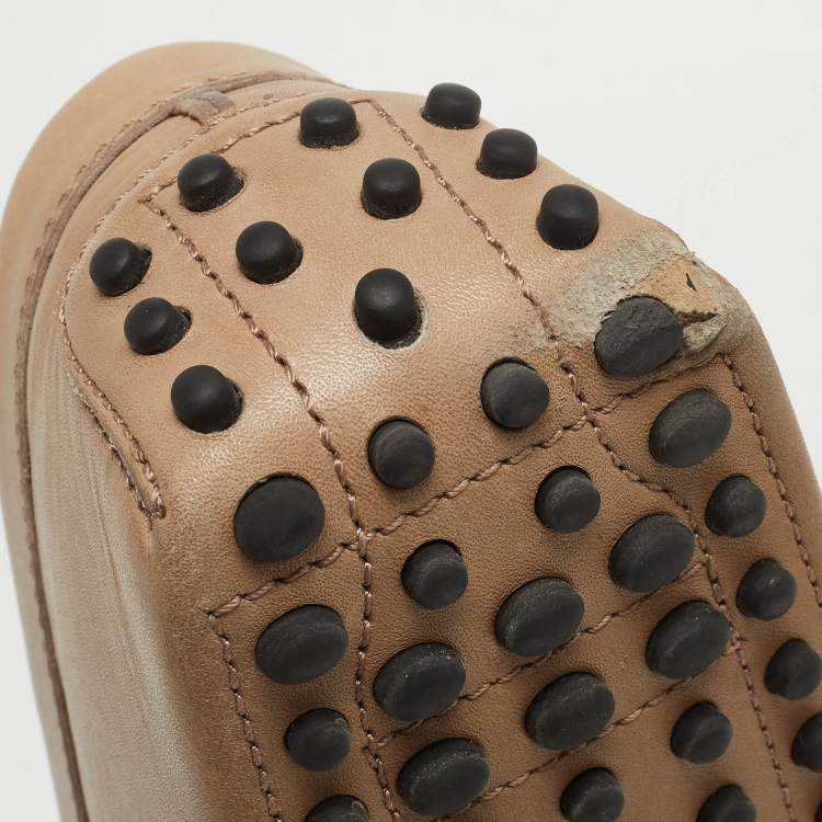 Pre Owned Tod's Brown Leather Slip On Loafers Size 42.5