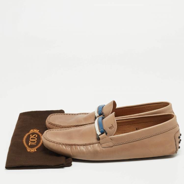 Pre Owned Tod's Brown Leather Slip On Loafers Size 42.5