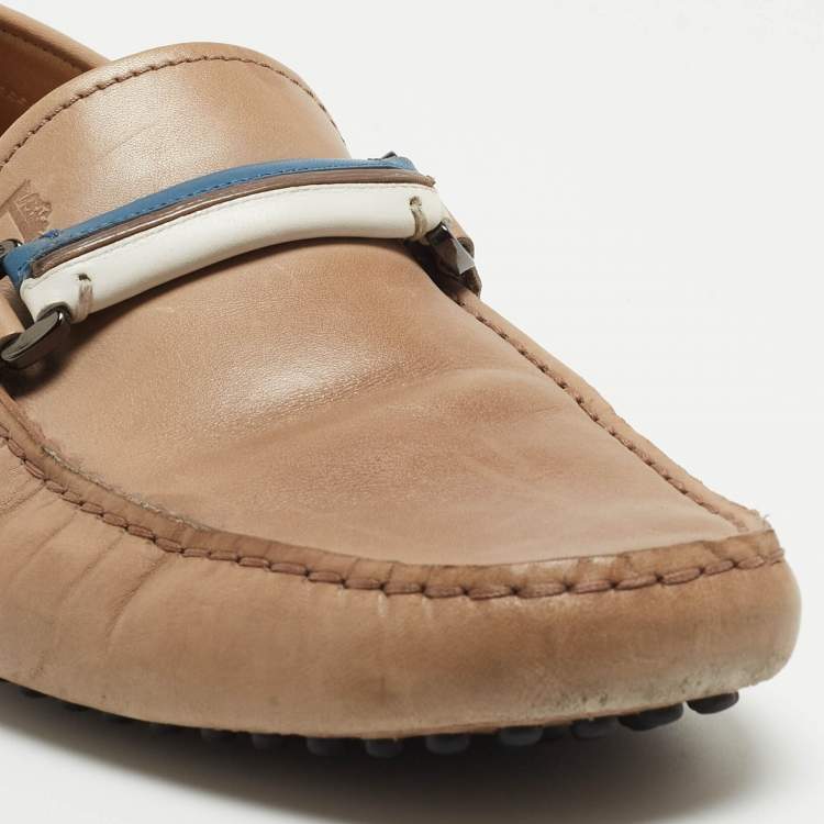 Pre Owned Tod's Brown Leather Slip On Loafers Size 42.5