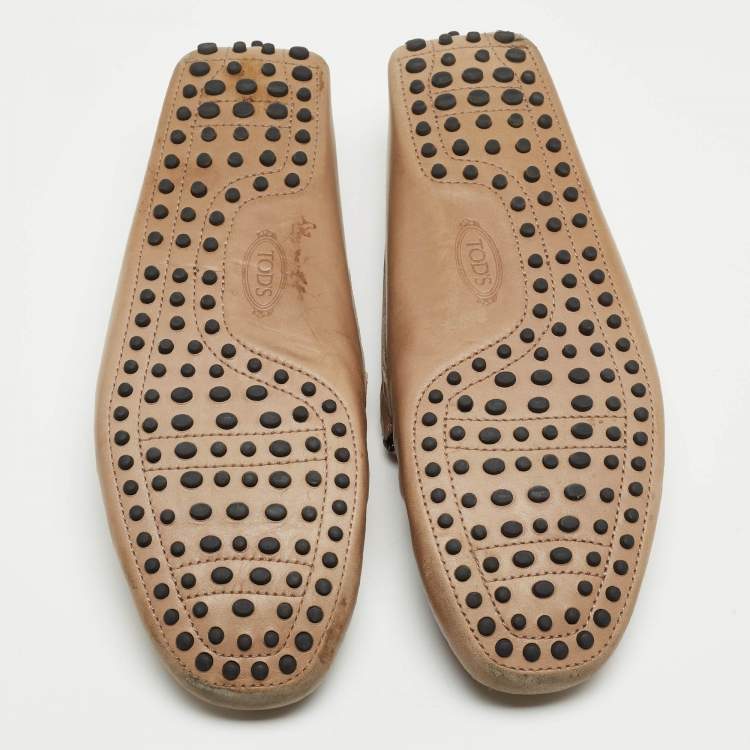 Pre Owned Tod's Brown Leather Slip On Loafers Size 42.5