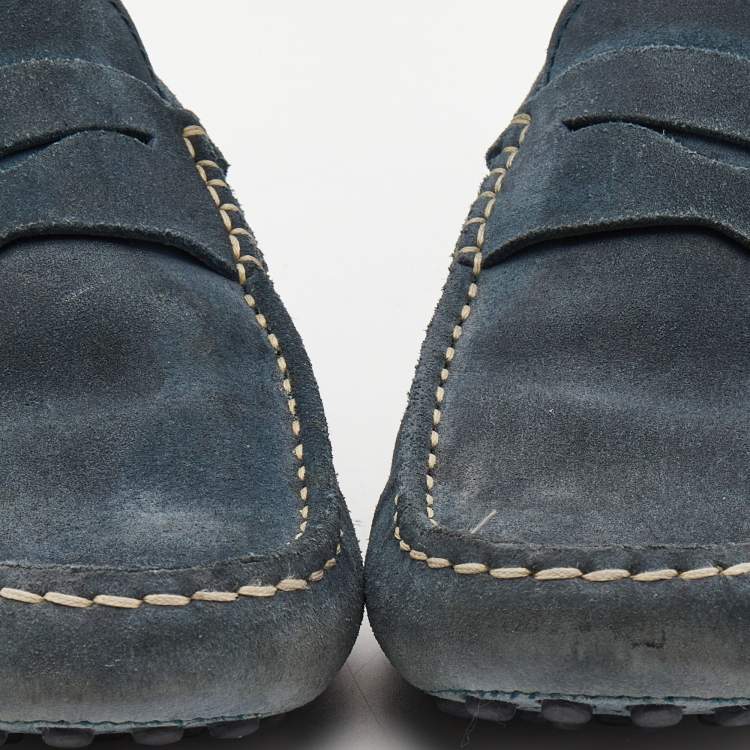 Pre Owned Tod's Blue Suede Gommino Driving Loafers Size 42