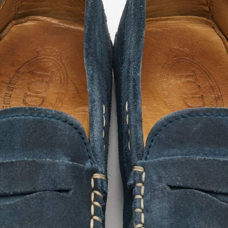 Pre Owned Tod's Blue Suede Gommino Driving Loafers Size 42
