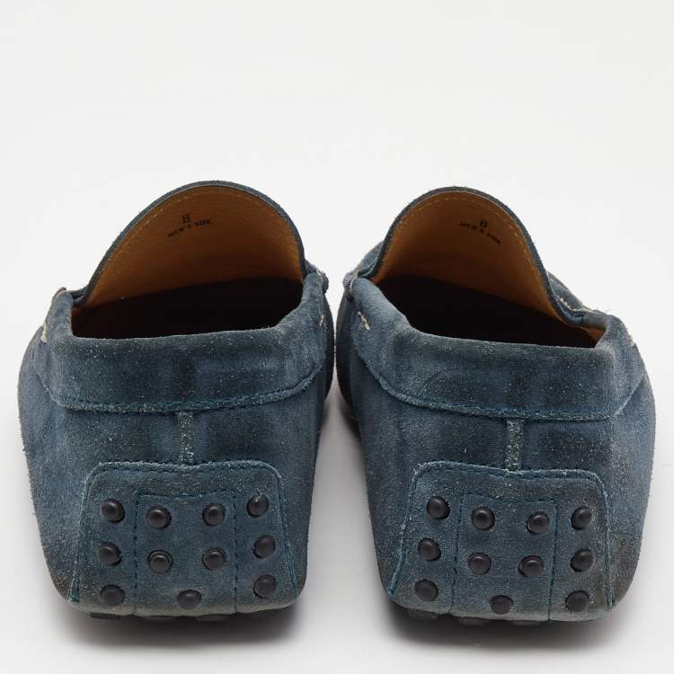 Pre Owned Tod's Blue Suede Gommino Driving Loafers Size 42