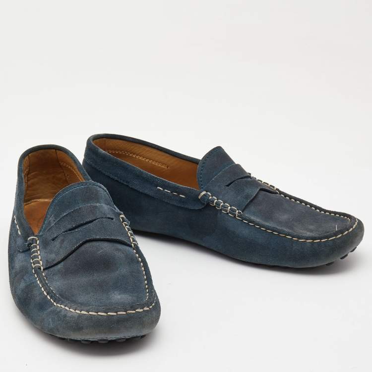 Pre Owned Tod's Blue Suede Gommino Driving Loafers Size 42