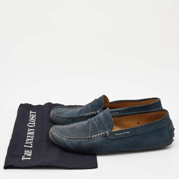 Pre Owned Tod's Blue Suede Gommino Driving Loafers Size 42