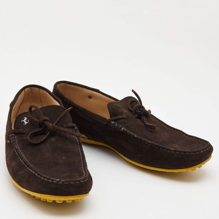 Pre Owned Tod's Brown Suede Slip On Loafers Size 42.5