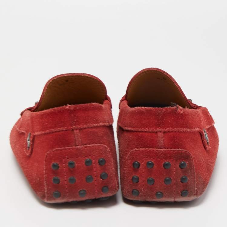 Pre Owned Tod's by Ferrari Red Suede Penny Loafers Size 42