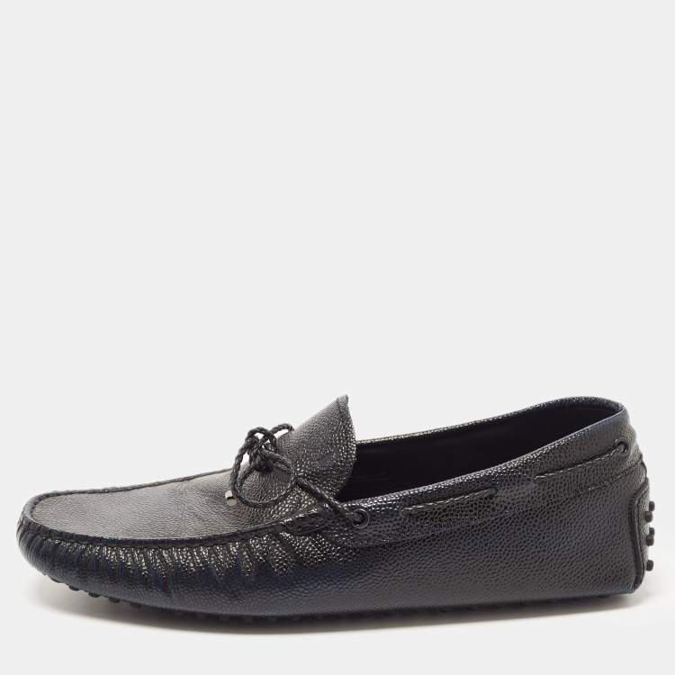 Pre Owned Tod's Two Tone Textured Leather Bow Slip On Loafers Size 42
