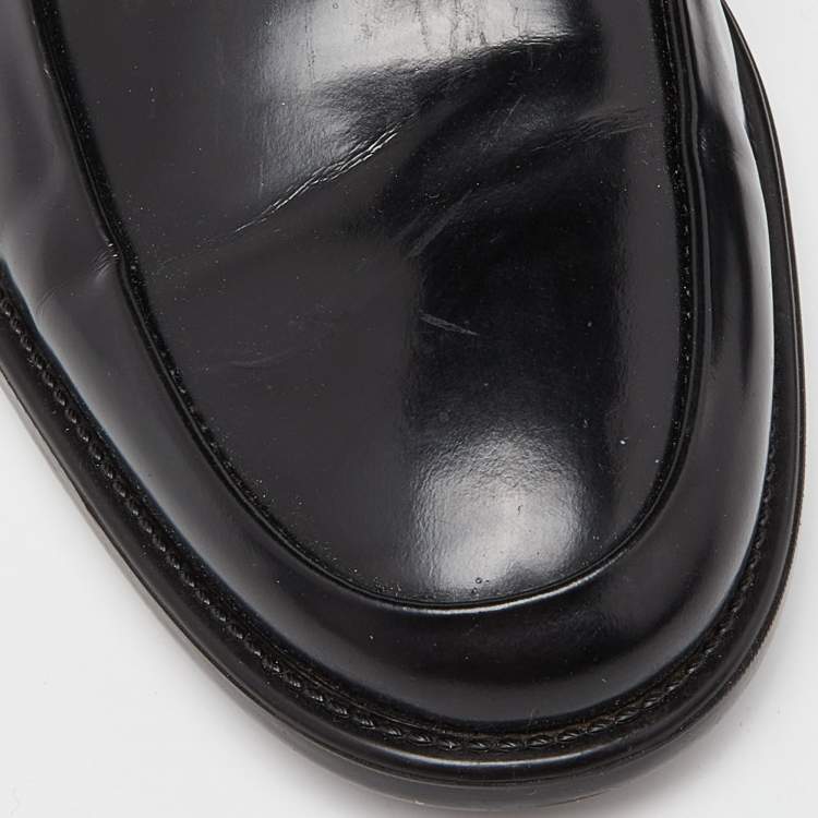 Pre Owned Tod's Black Patent Leather Slip on Loafers Size 39.5
