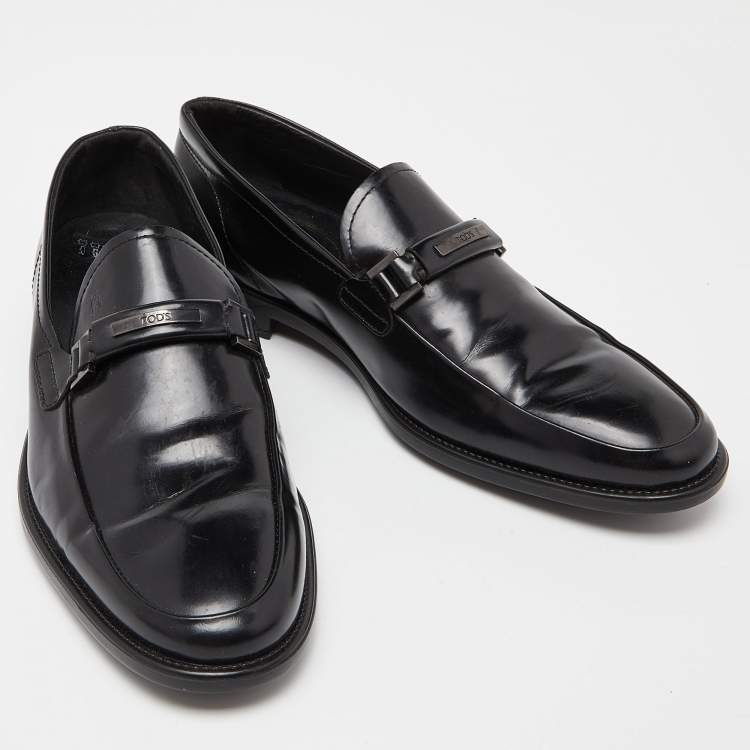 Pre Owned Tod's Black Patent Leather Slip on Loafers Size 39.5