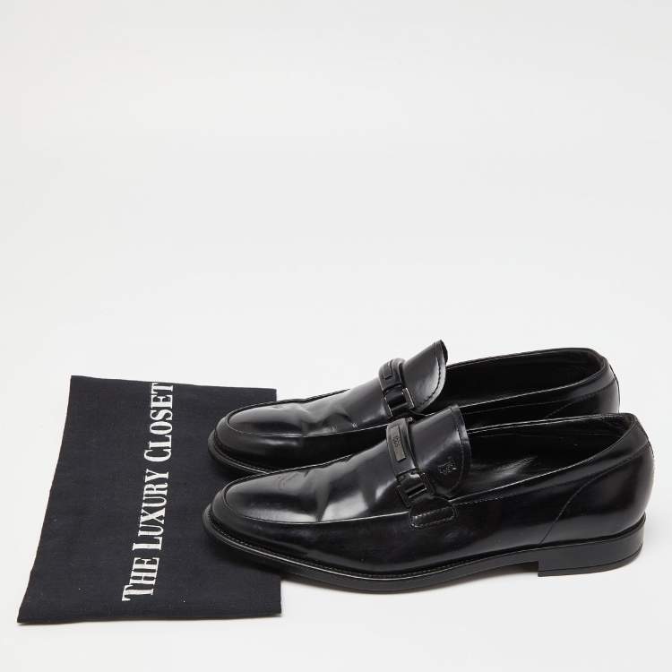 Pre Owned Tod's Black Patent Leather Slip on Loafers Size 39.5