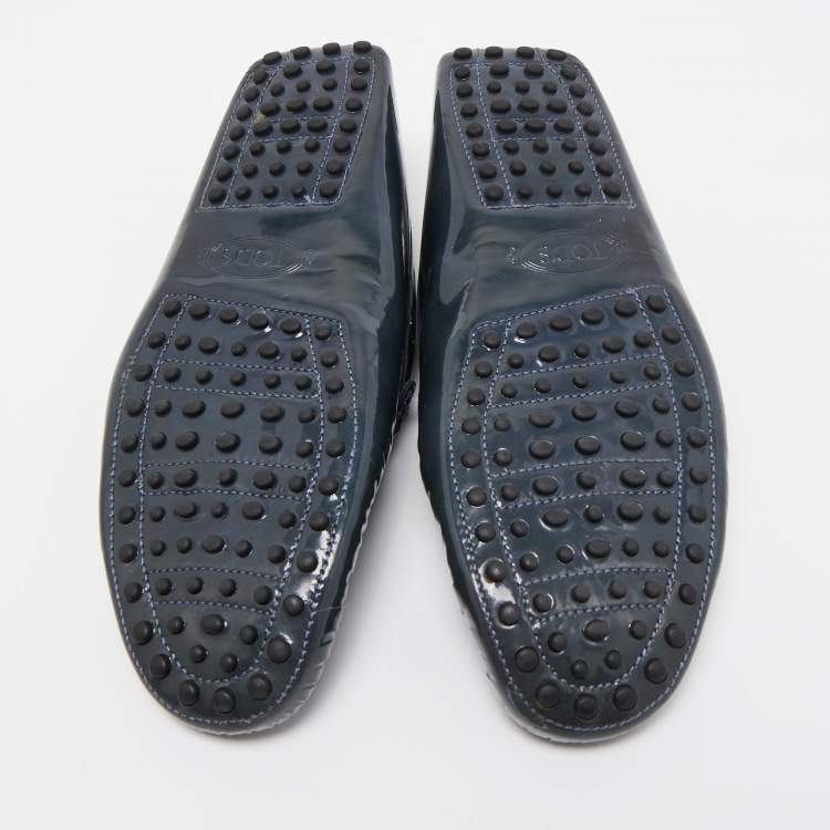 Pre Owned Tod's Green Patent Leather Slip On Loafers Size 42.5