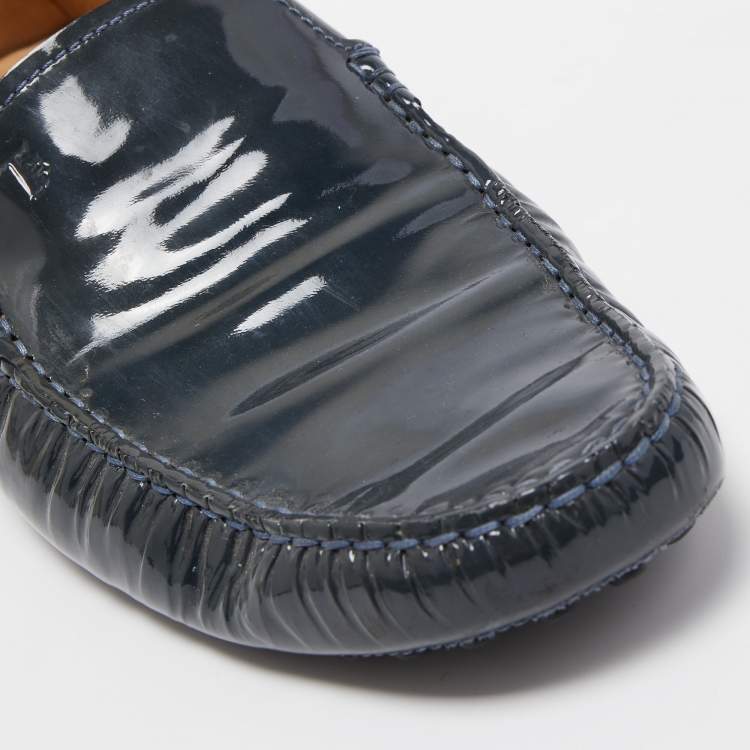 Pre Owned Tod's Green Patent Leather Slip On Loafers Size 42.5