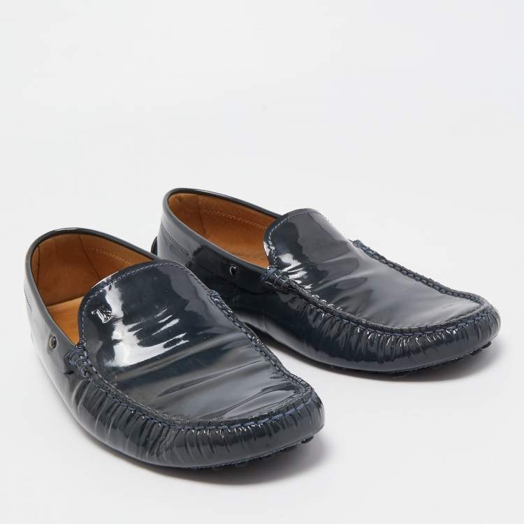 Pre Owned Tod's Green Patent Leather Slip On Loafers Size 42.5