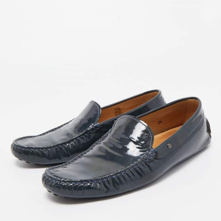 Salvatore Ferragamo Navy Blue Leather Slip On Loafers Size 42.5