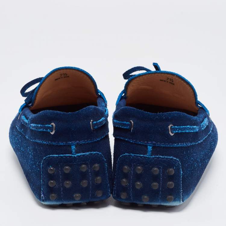 مملوكة مسبقًا Tod's Blue Suede Bow Slip On Loafers Size 41.5