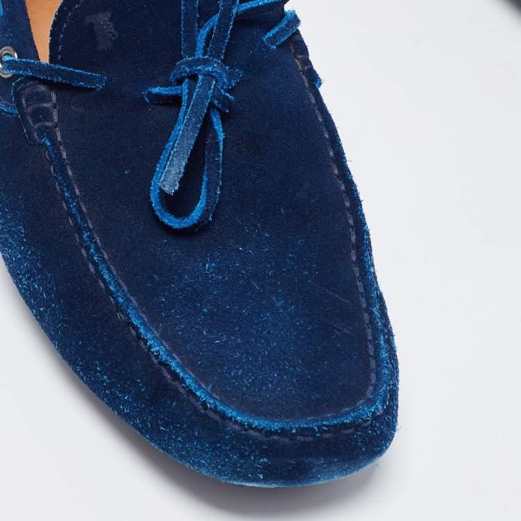 مملوكة مسبقًا Tod's Blue Suede Bow Slip On Loafers Size 41.5