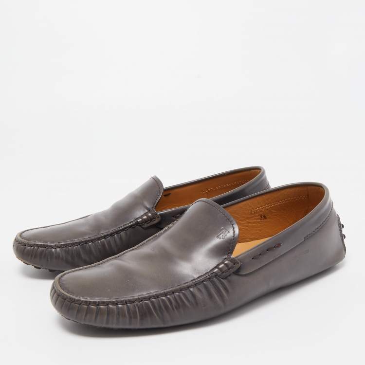 Pre Owned Tod's Light Brown Leather Slip On Loafers Size 41.5