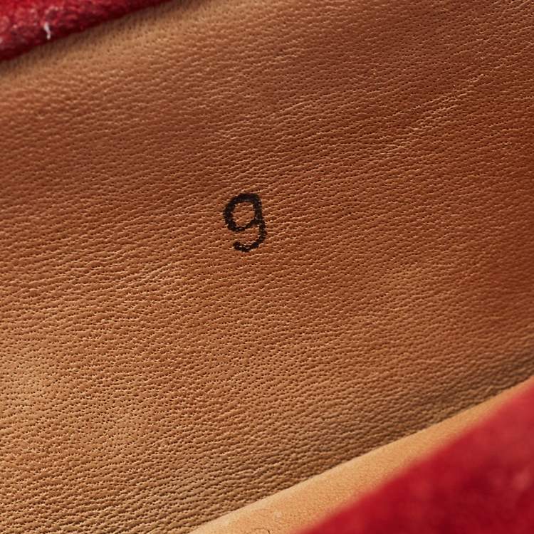 مملوكة مسبقًا Tod's Red Suede Gommino Bow Driving Slip On Loafers Size 43