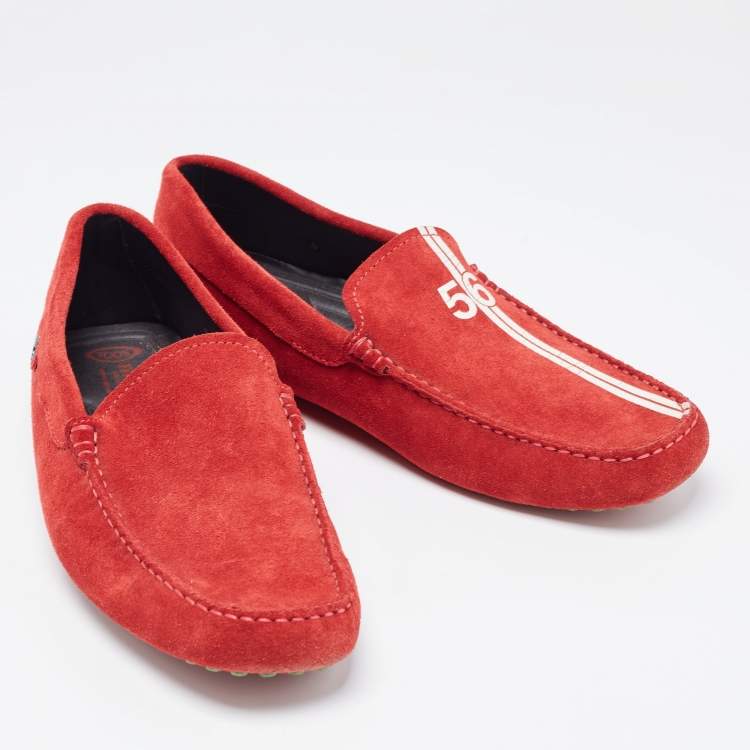 مملوكة مسبقًا Tod's For Ferrari Red Suede Slip On Loafers Size 42