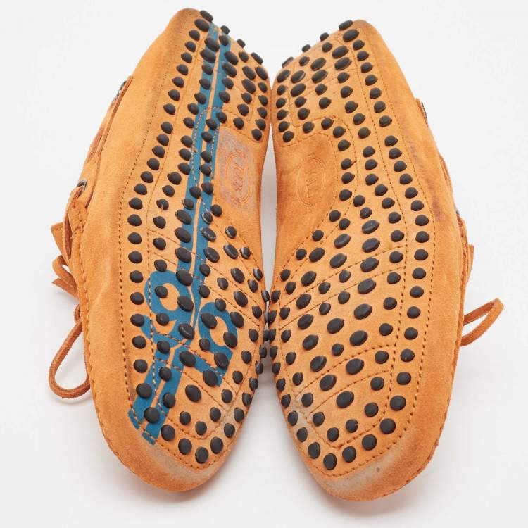 مملوكة مسبقًا Tod's By Ferrari Orange Suede Leather Gommino Slip On Loafers Size 42