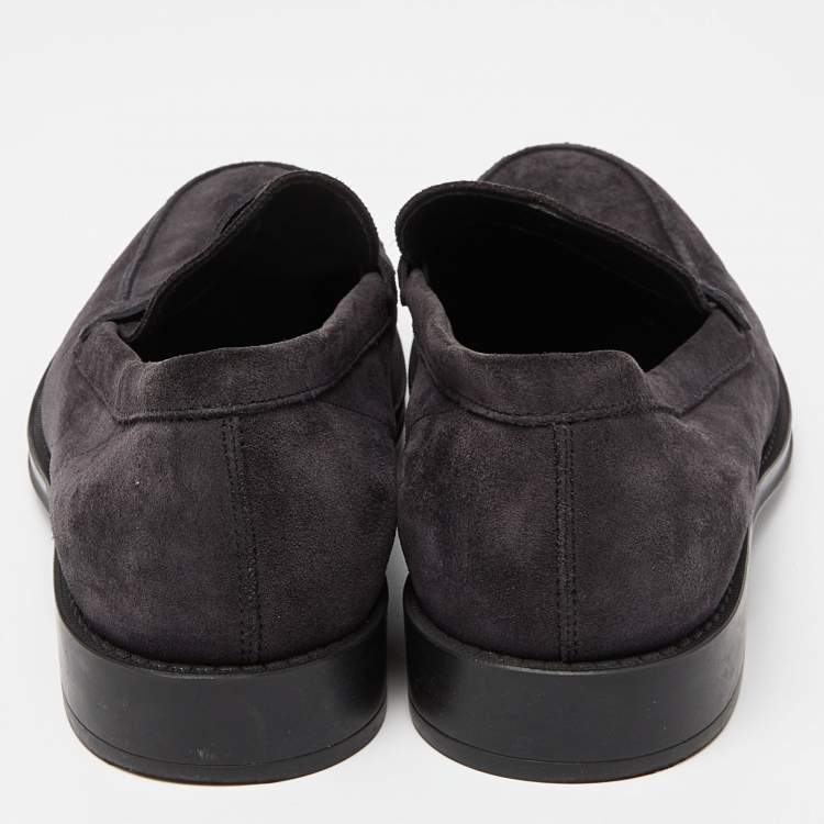 Pre Owned Tod's Dark Blue Suede Slip On Loafers Size 41  