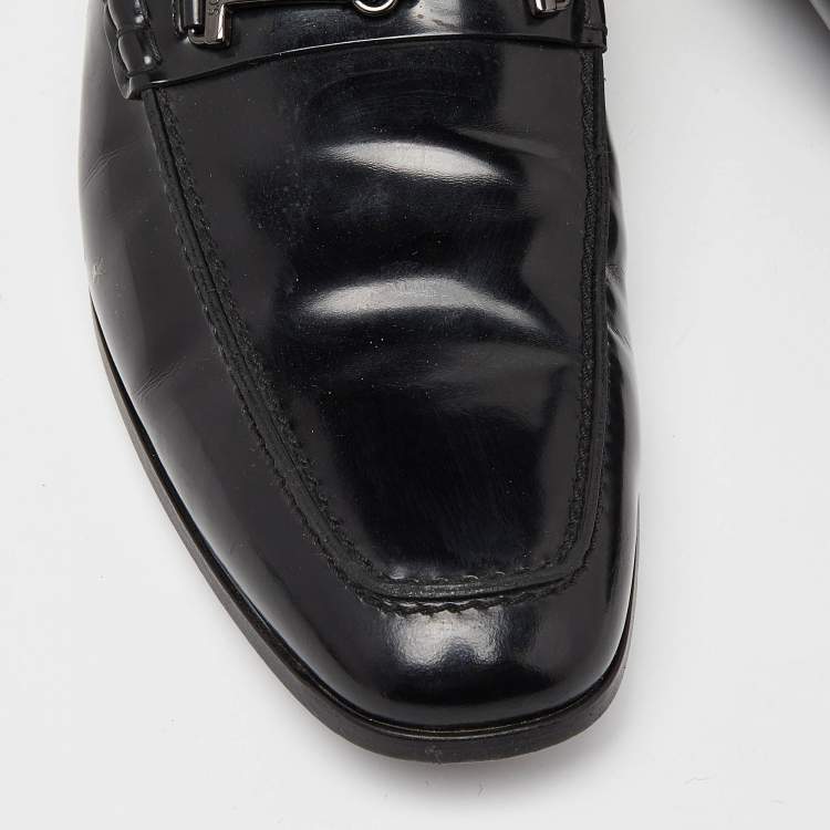 Pre Owned Tod's Black Leather Slip On Loafers Size 44.5 