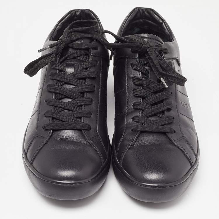 Pre Owned Tod's Black Leather Low Top Sneakers Size 44