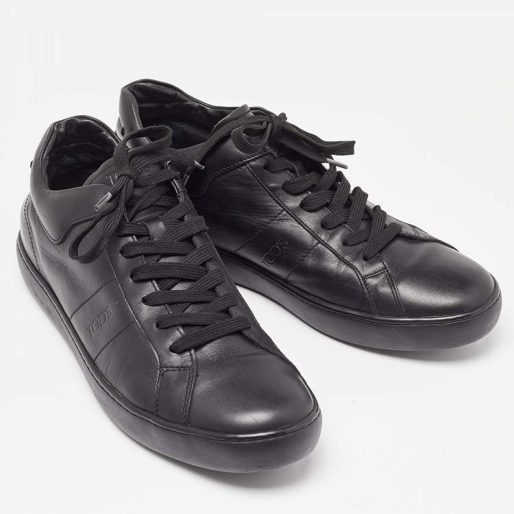 Pre Owned Tod's Black Leather Low Top Sneakers Size 44