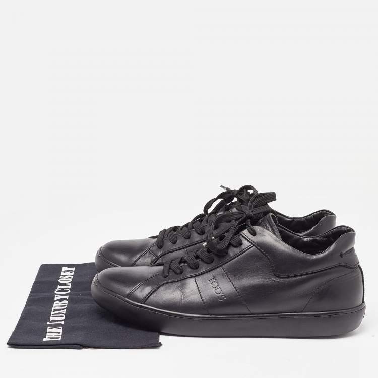 Pre Owned Tod's Black Leather Low Top Sneakers Size 44