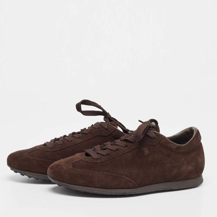 Pre Owned Tod's Brown Suede Lace Up Sneakers Size 39.5