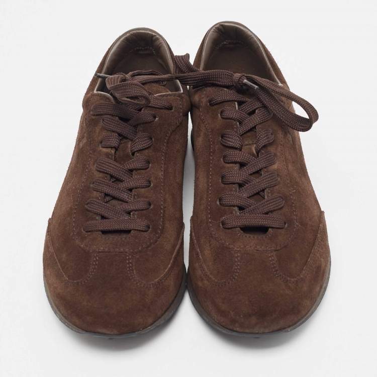 Pre Owned Tod's Brown Suede Lace Up Sneakers Size 39.5