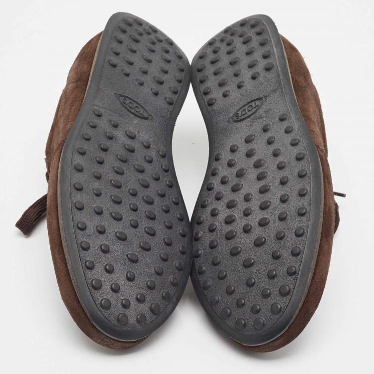 Pre Owned Tod's Brown Suede Lace Up Sneakers Size 39.5