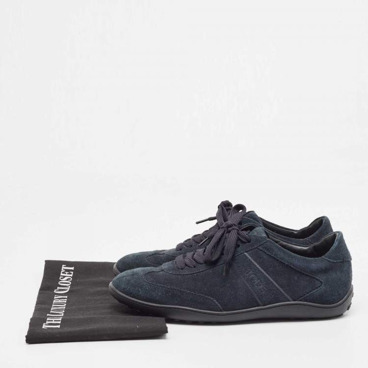 Pre Owned Tods Blue Suede Low Top Sneakers Size 39.5