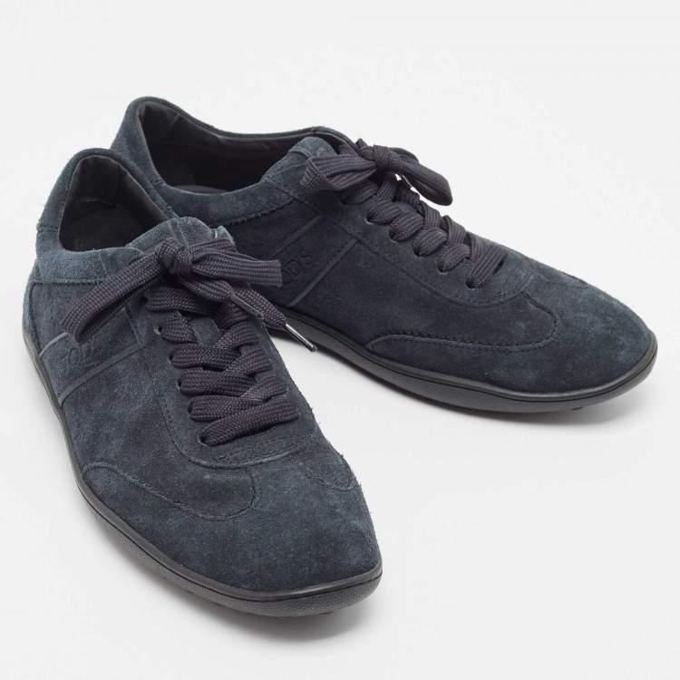 Pre Owned Tods Blue Suede Low Top Sneakers Size 39.5