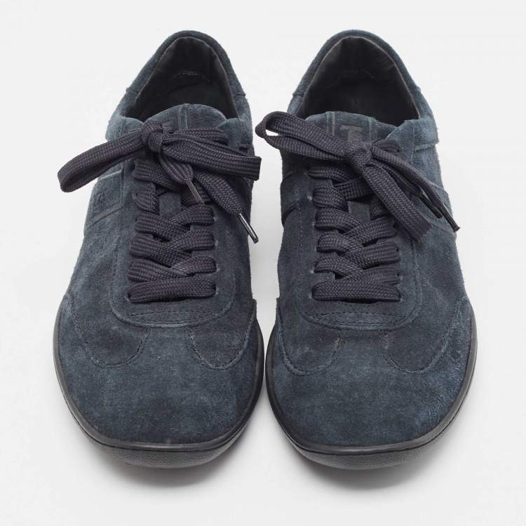 Pre Owned Tods Blue Suede Low Top Sneakers Size 39.5