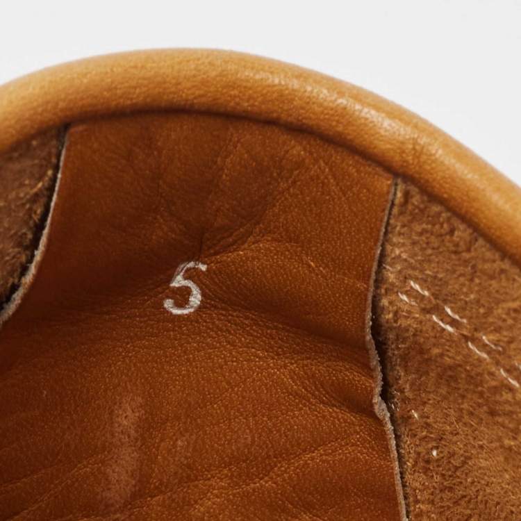 Pre Owned Tod's Tan Leather Slip On Loafers Size 38.5