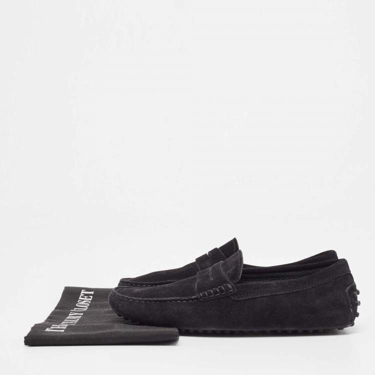 Pre Owned Tod's Black Suede Penny Loafers Size 39