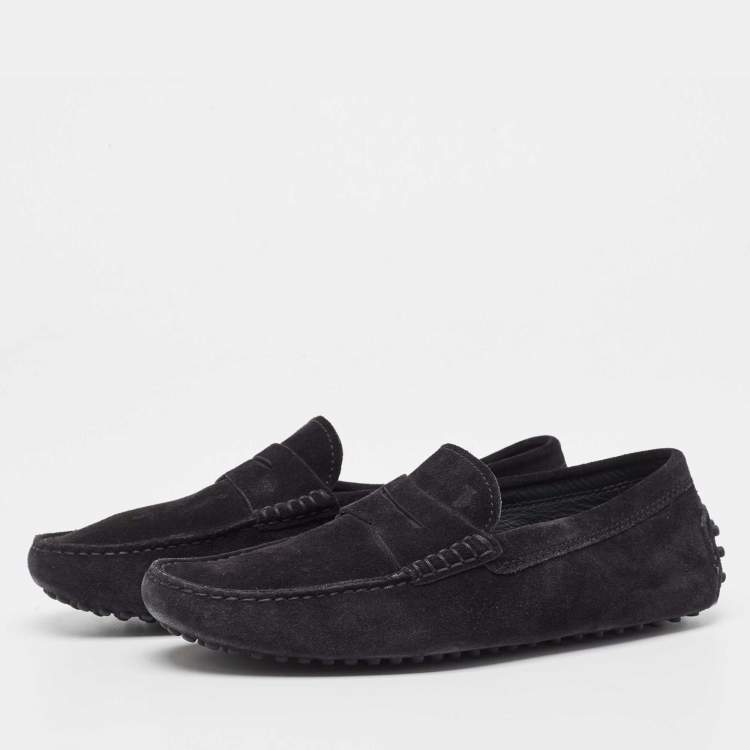 Pre Owned Tod's Black Suede Penny Loafers Size 39