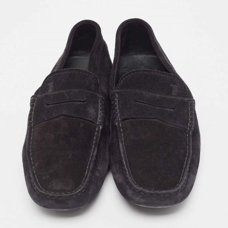 Pre Owned Tod's Black Suede Penny Loafers Size 39