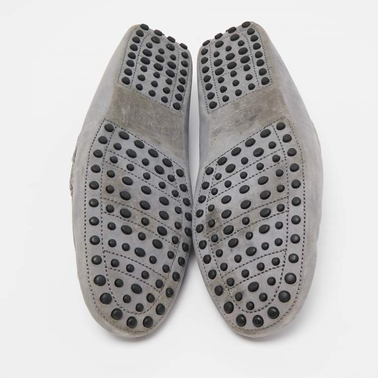 Pre Owned Tod's Grey Nubuck Leather Slip On Loafers Size 43