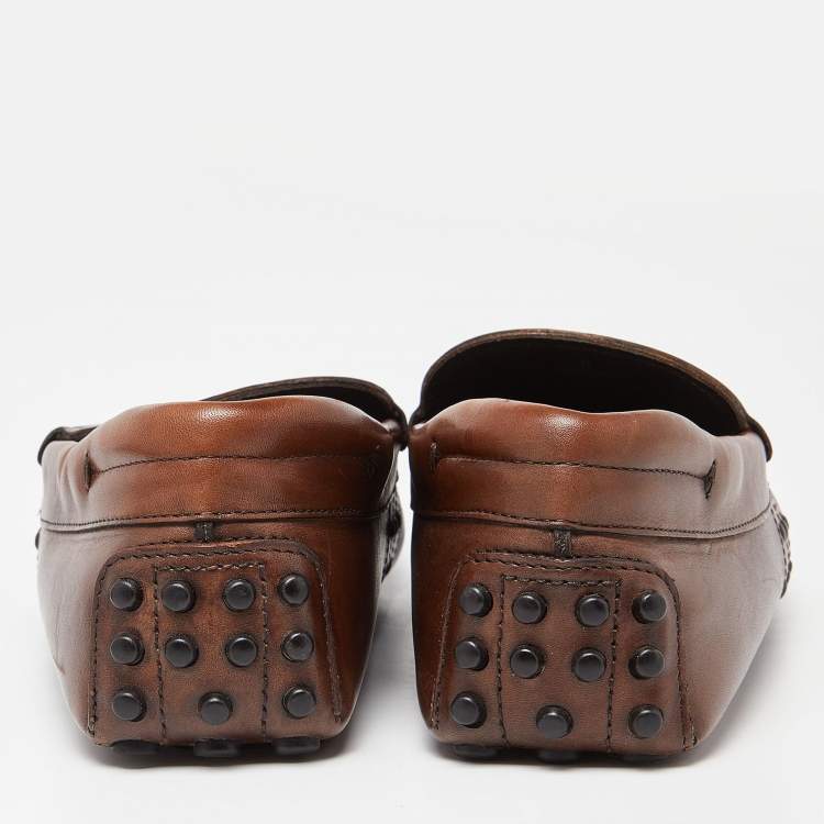 Pre Owned Tod's Brown Leather Penny Loafers Size 39.5