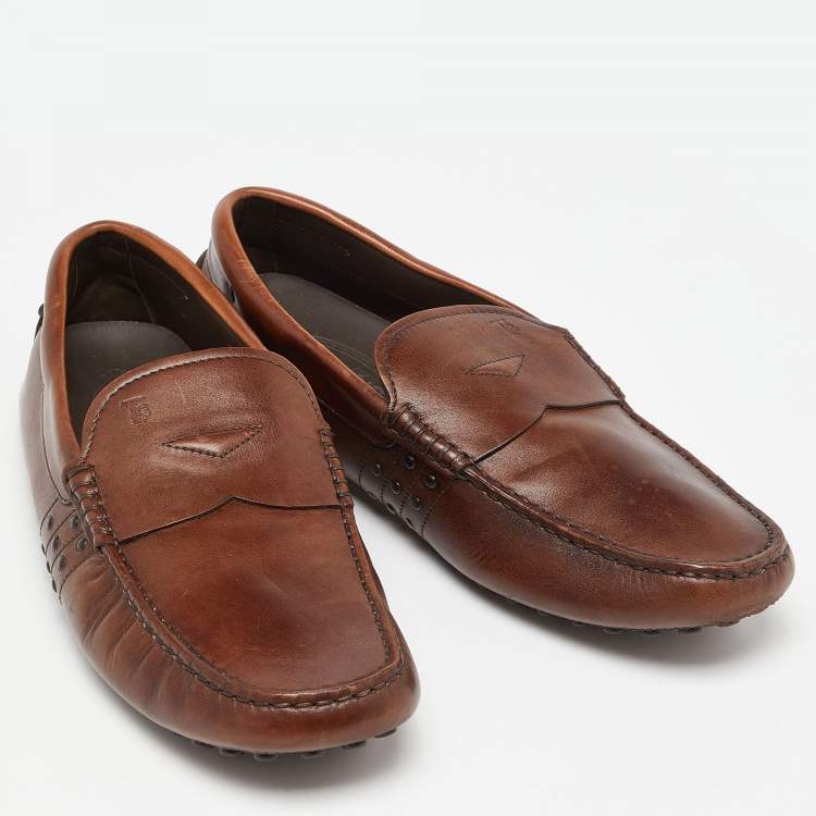 Pre Owned Tod's Brown Leather Penny Loafers Size 39.5