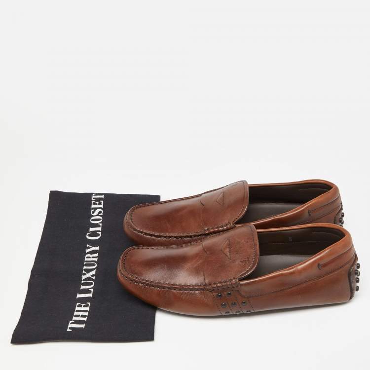 Pre Owned Tod's Brown Leather Penny Loafers Size 39.5
