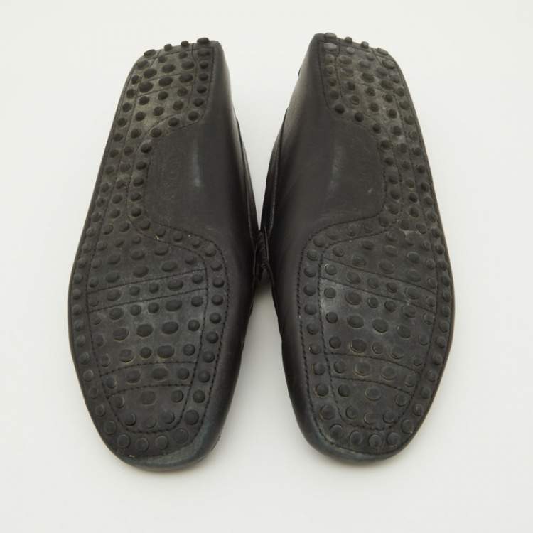 Pre Owned Tod's Black Leather Slip On Loafers Size 41