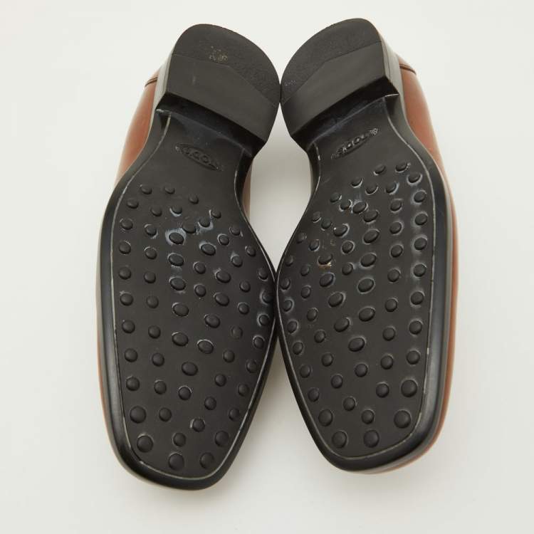 Pre Owned Tod's Brown Leather Slip On Loafers Size 39