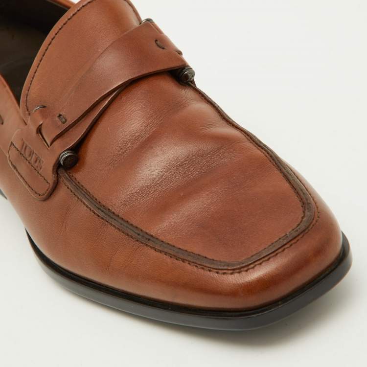 Pre Owned Tod's Brown Leather Slip On Loafers Size 39
